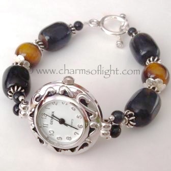 Blue & Golden Tiger Eye Watch Bracelet